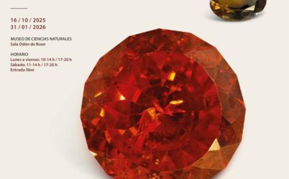 cartel de la exposición con una gema roja en portada