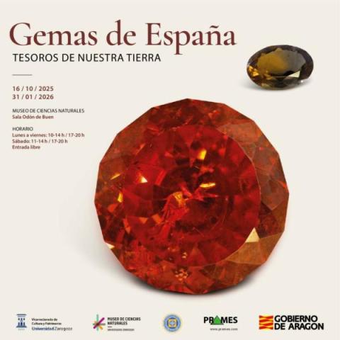 cartel de la exposición con una gema roja en portada