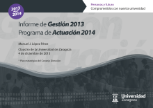 Portada informe de gestión 2013 - programa de actuación 2014